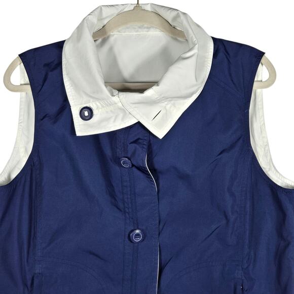 Lauren Ralph Lauren Vest Womens Large Navy White Reversible Collar Zip Pockets - Picture 3 of 10